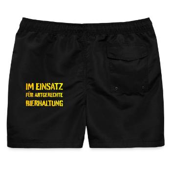 Im Einsatz für artgerechte Bierhaltung - Männer Badeshorts - Schwarz - Hinten - AI Model Male 178 light (178cm)