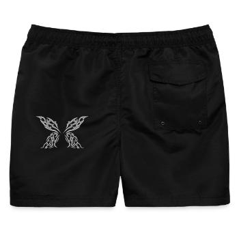 Flügel aus verchromtem Metall - Männer Badeshorts - Schwarz - Hinten - AI Model Male 178 light (178cm)
