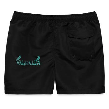 Valhalla Runenraben Stil Shirt - Männer Badeshorts - Schwarz - Hinten - AI Model Male 178 light (178cm)