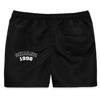 Schranz Sports Football – Techno-Musik-Rave-Truppe - Männer Badeshorts - Schwarz - Hinten - AI Model Male 178 light (178cm)