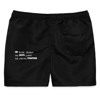 WE MOVE TOGETHER - Männer Badeshorts - Schwarz - Hinten - AI Model Male 178 light (178cm)