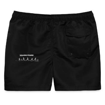 walking Figures white - Männer Badeshorts - Schwarz - Hinten - AI Model Male 178 light (178cm)