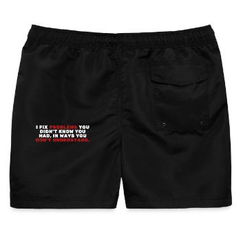 Ich behebe Probleme – lustiges Tech- und Engineering-Zitat - Männer Badeshorts - Schwarz - Hinten - AI Model Male 178 light (178cm)