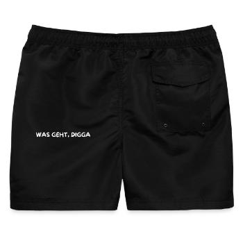 "Digga" Merch - Männer Badeshorts - Schwarz - Hinten - AI Model Male 178 light (178cm)