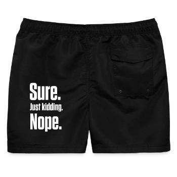 Klar. Nur ein Scherz. Nein. PDA Autist - Männer Badeshorts - Schwarz - Hinten - AI Model Male 178 light (178cm)