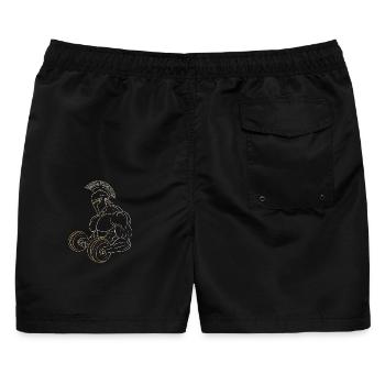 Spartanische goldene Hanteln - Männer Badeshorts - Schwarz - Hinten - AI Model Male 178 light (178cm)