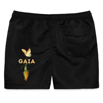 Atmet in Blüte - Männer Badeshorts - Schwarz - Hinten - AI Model Male 178 light (178cm)