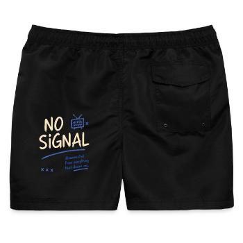 Kein Signal – Abgebrochene Vibes - Männer Badeshorts - Schwarz - Hinten - AI Model Male 178 light (178cm)