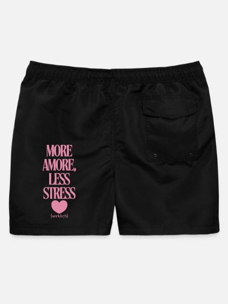 Mehr Liebe Weniger Stress - Männer Badeshorts - Schwarz