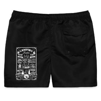 Camping Rules - Männer Badeshorts - Schwarz - Hinten - AI Model Male 178 light (178cm)