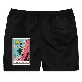 Abenteuerliches Boulder Motiv - Männer Badeshorts - Schwarz - Hinten - AI Model Male 178 light (178cm)