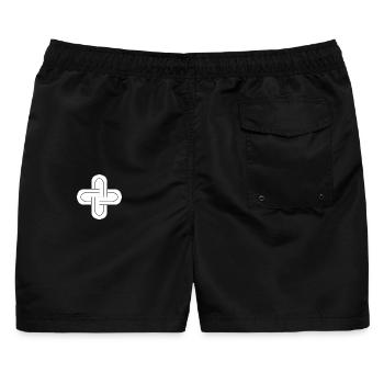 Salomonischer Knoten (W) - Männer Badeshorts - Schwarz - Hinten - AI Model Male 178 light (178cm)