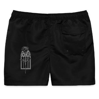 Rose im gotischen Fenster - Männer Badeshorts - Schwarz - Hinten - AI Model Male 178 light (178cm)