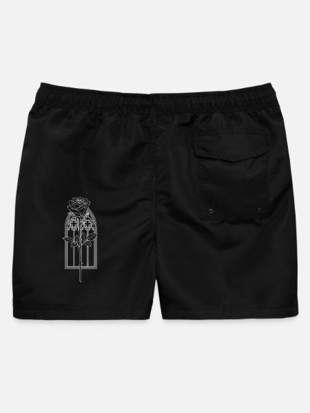 Rose im gotischen Fenster - Männer Badeshorts - Schwarz