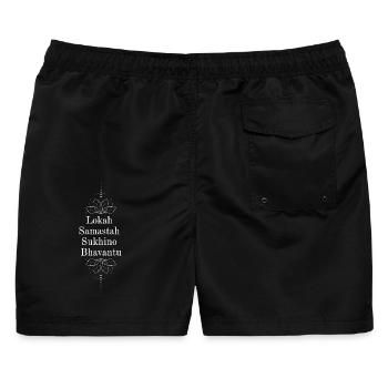 Lokah Mandala Bhavantu Design - Männer Badeshorts - Schwarz - Hinten - AI Model Male 178 light (178cm)