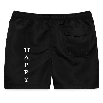 Happy ! Was sonst? ...also trage es nach außen! - Männer Badeshorts - Schwarz - Hinten - AI Model Male 178 light (178cm)