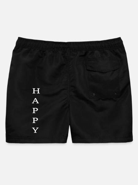 Happy ! Was sonst? ...also trage es nach außen! - Männer Badeshorts - Schwarz