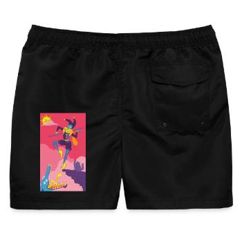 Der Narr Tarot Karte - Major Arcana Illustration - Männer Badeshorts - Schwarz - Hinten - AI Model Male 178 light (178cm)