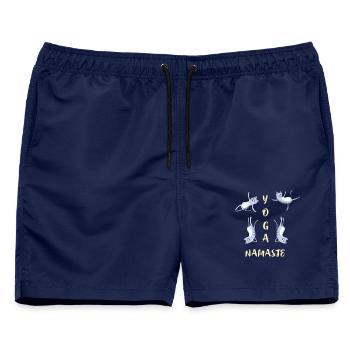 yoga katze niedlich namaste meditation lotus LOL h - Männer Badeshorts - Navy - Vorne - AI Model Male 178 light (178cm)