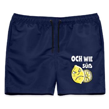 Och wie süß - Zitrone - Sauer - Männer Badeshorts - Navy - Vorne - AI Model Male 178 light (178cm)