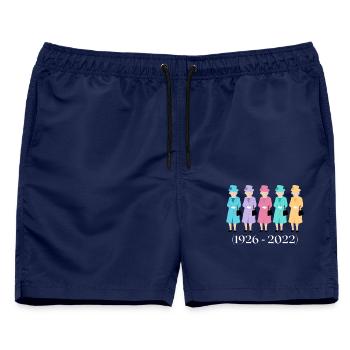 Queen Elizabeth 2 Erinnerung - Männer Badeshorts - Navy - Vorne - AI Model Male 178 light (178cm)