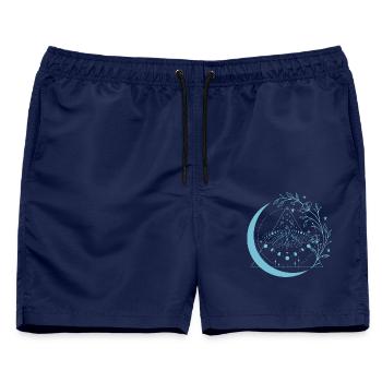 Motten-Mond-Blumen - Männer Badeshorts - Navy - Vorne - AI Model Male 178 light (178cm)