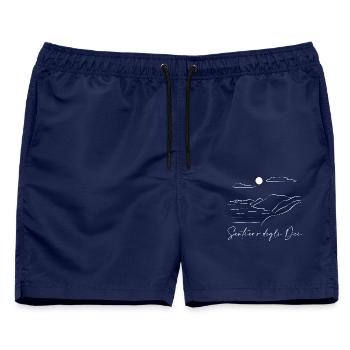 Pfad der Götter Lineart - Männer Badeshorts - Navy - Vorne - AI Model Male 178 light (178cm)