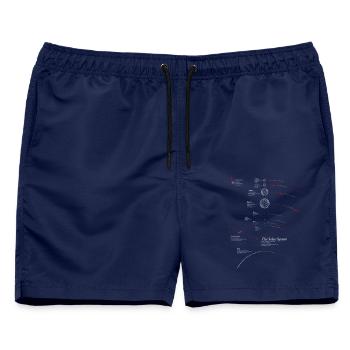Solar System Infografik - Männer Badeshorts - Navy - Vorne - AI Model Male 178 light (178cm)