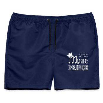 Music Prince - Geschenk für Jungs die Musik lieben - Männer Badeshorts - Navy - Vorne - AI Model Male 178 light (178cm)