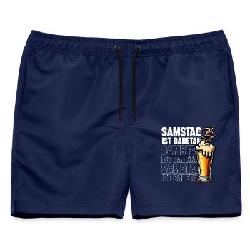 Samstag ist Badetag Surf & Bier - Männer Badeshorts - Navy - Vorne - AI Model Male 178 light (178cm)