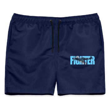 Fighter Spitfire - Männer Badeshorts - Navy - Vorne - AI Model Male 178 light (178cm)