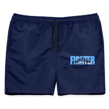 Fighter Su-57 - Männer Badeshorts - Navy - Vorne - AI Model Male 178 light (178cm)