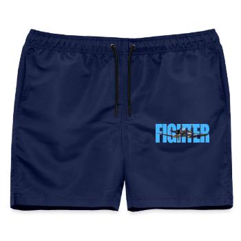 Fighter F4U Corsair - Männer Badeshorts - Navy - Vorne - AI Model Male 178 light (178cm)