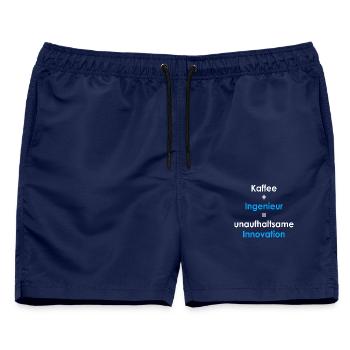 Kaffee gleich Innovation weiß - Männer Badeshorts - Navy - Vorne - AI Model Male 178 light (178cm)