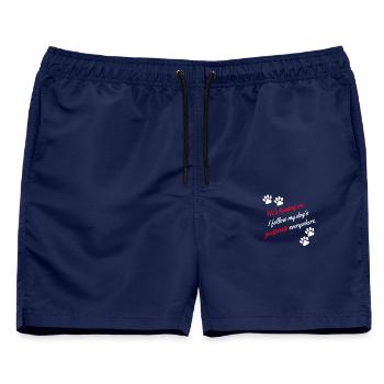 ich folge den Spuren meines Hundes - Männer Badeshorts - Navy - Vorne - AI Model Male 178 light (178cm)