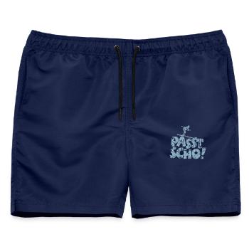 Passt Scho! Après-Ski T-Shirt (Damen/Navy) - Männer Badeshorts - Navy - Vorne - AI Model Male 178 light (178cm)