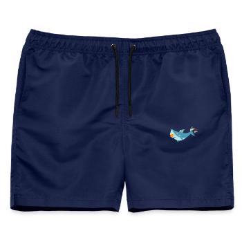 Plastik im Meer - der Hai mag nicht mehr - Männer Badeshorts - Navy - Vorne - AI Model Male 178 light (178cm)