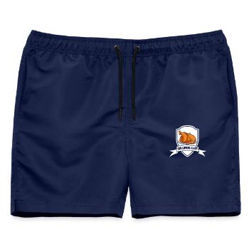 Sir Lunch A-Lot Vielfraß Broiler Hähnchen Spaß - Männer Badeshorts - Navy - Vorne - AI Model Male 178 light (178cm)