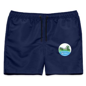 See mit Schwan - Männer Badeshorts - Navy - Vorne - AI Model Male 178 light (178cm)