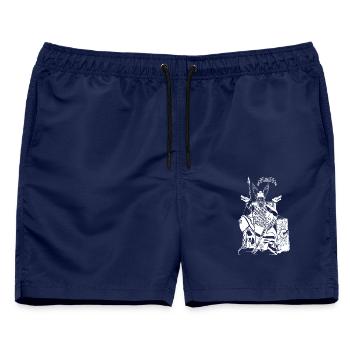 Odin auf Thron weiß - Männer Badeshorts - Navy - Vorne - AI Model Male 178 light (178cm)