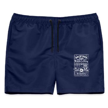 Backyard rules - Männer Badeshorts - Navy - Vorne - AI Model Male 178 light (178cm)