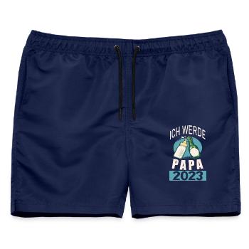 Ich werde Papa in 2023 cooles für werdende Väter - Männer Badeshorts - Navy - Vorne - AI Model Male 178 light (178cm)