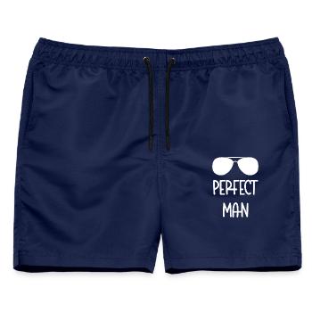 Perfect Man Designer-Brille - Männer Badeshorts - Navy - Vorne - AI Model Male 178 light (178cm)