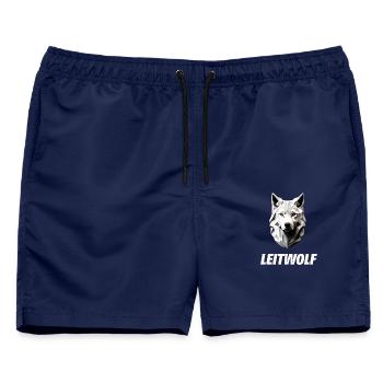 weißer Wolfskopf Leitwolf - Männer Badeshorts - Navy - Vorne - AI Model Male 178 light (178cm)