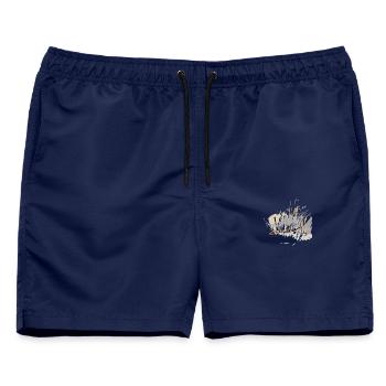 Sonnengruß, der perfekte Yoga-Style für dich - Männer Badeshorts - Navy - Vorne - AI Model Male 178 light (178cm)