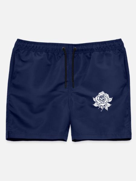 Rose Tattoo - Blume Garten blühen Sommer Strauß - Männer Badeshorts - Navy