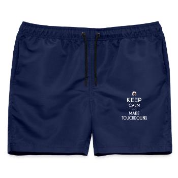 Keep Calm and Make Touchdowns - Männer Badeshorts - Navy - Vorne - AI Model Male 178 light (178cm)
