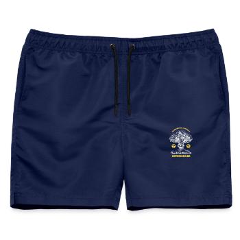 Oppenheimer Manhattan-Projekt - Männer Badeshorts - Navy - Vorne - AI Model Male 178 light (178cm)