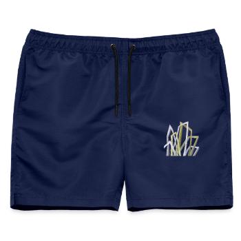Abstrakte Formen - Männer Badeshorts - Navy - Vorne - AI Model Male 178 light (178cm)