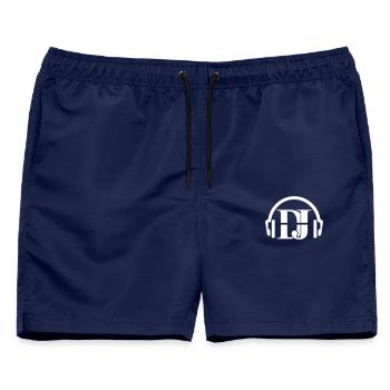 DJ Techno Design Kopfhörer und DJ - Männer Badeshorts - Navy - Vorne - AI Model Male 178 light (178cm)